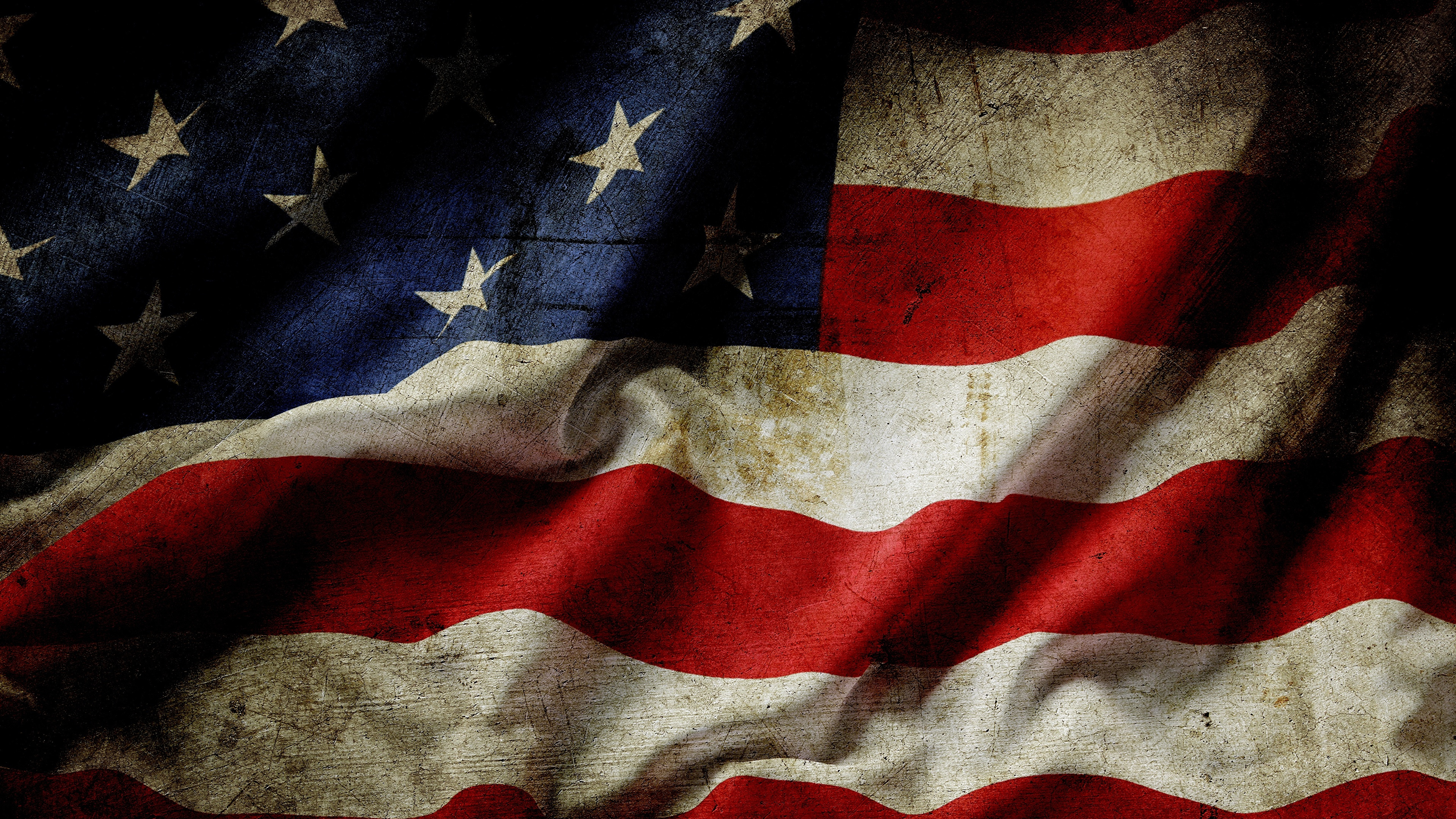 Обои флаг, флаг Соединенных Штатов, красный цвет, ткань, Соединённые Штаты Америки в разрешении 3840x2160