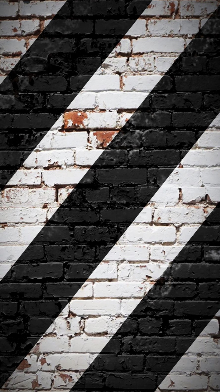 Обои стена, дорожное покрытие, кирпич, черный и белый, каменная стена в разрешении 750x1334