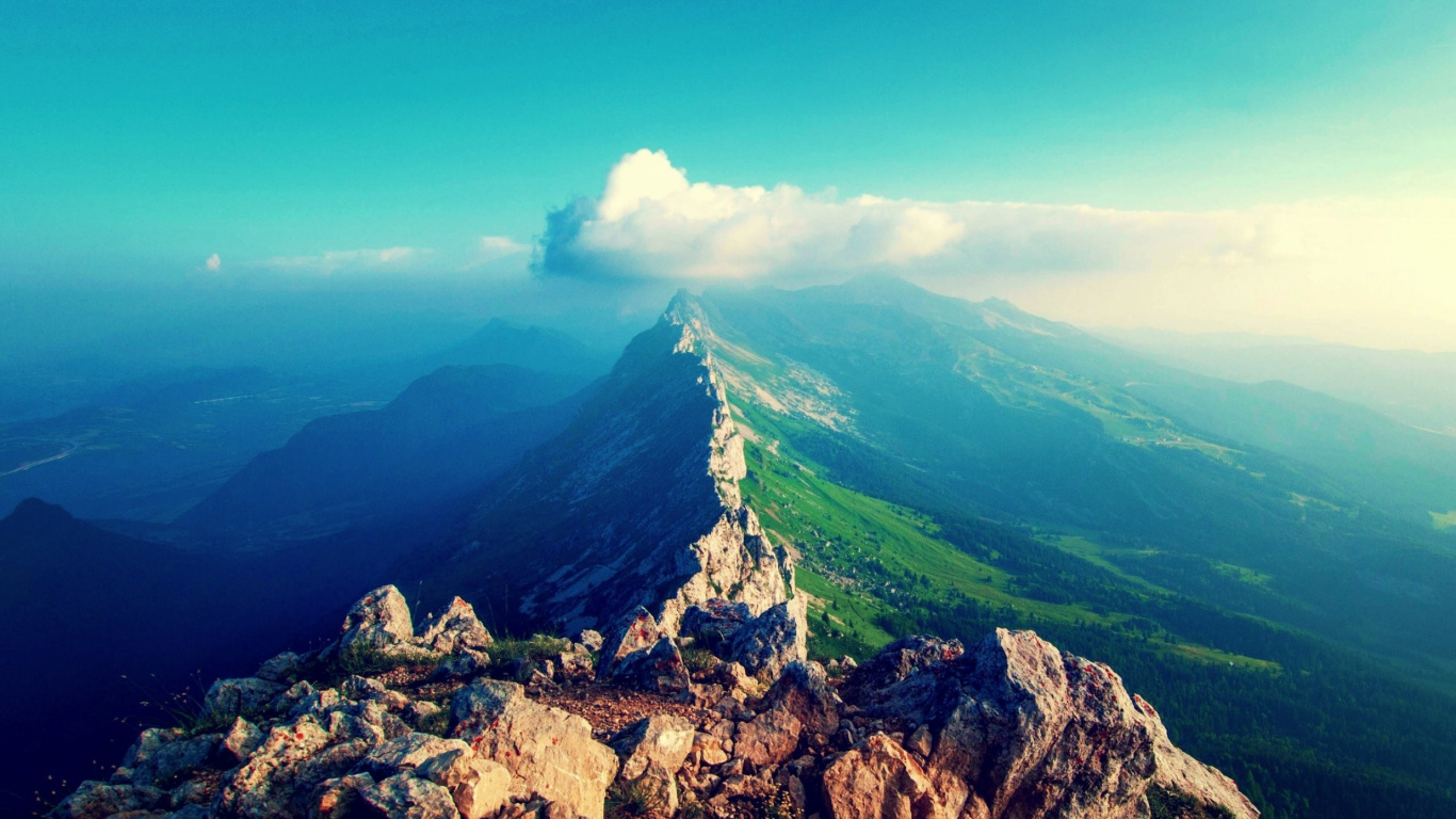 Обои пейзаж, горный рельеф, гора, хребет, горный хребет в разрешении 1366x768