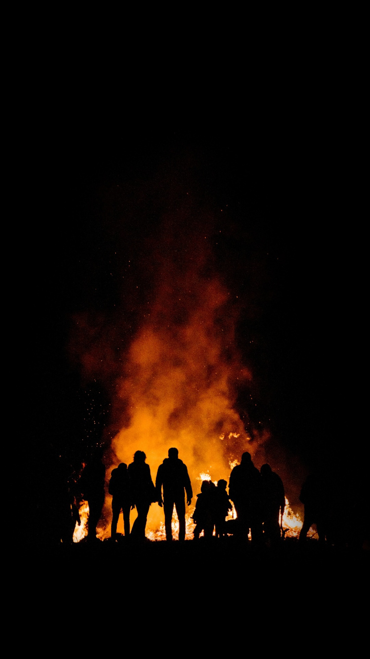 Обои пламя, огонь, костер, тепло, газ в разрешении 750x1334