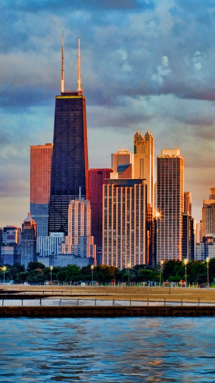 Обои город, городской пейзаж, линия горизонта, небоскреб, городской район в разрешении 720x1280