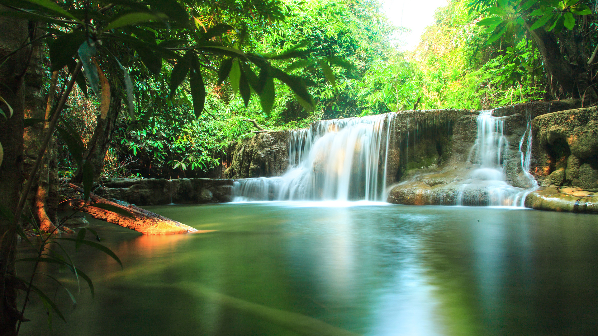 Обои фреска, водопад, водоем, гидроресурсы, природа в разрешении 1920x1080