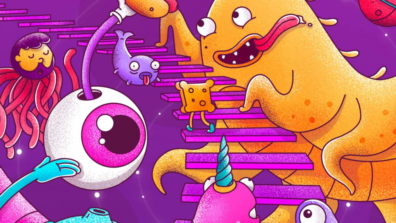 Обои мультфильм, свет, пурпур, арт, розовый в разрешении 1366x768