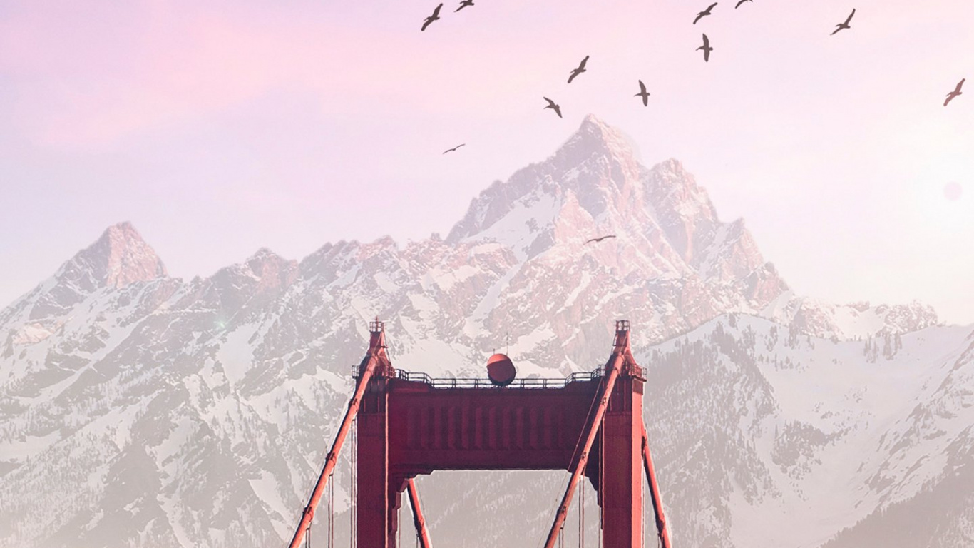 Обои облако, гора, птица, природа, снег в разрешении 1366x768