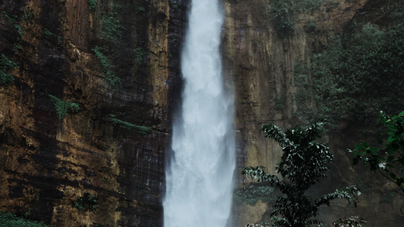 Обои голубой хлопковый водопад, водопад, вода, растение, природный ландшафт в разрешении 1366x768