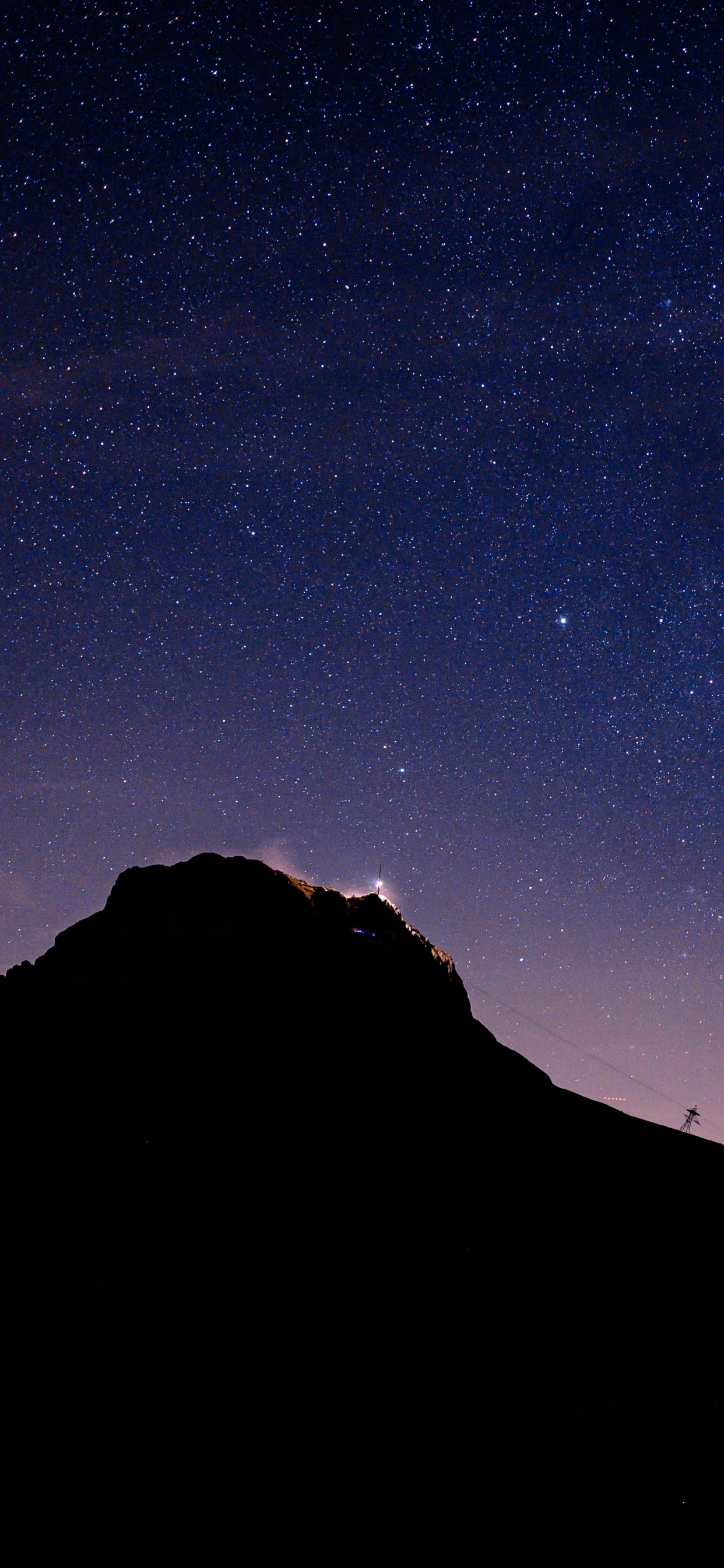 Обои ночь, гора, черный, синий, горный рельеф в разрешении 1242x2688