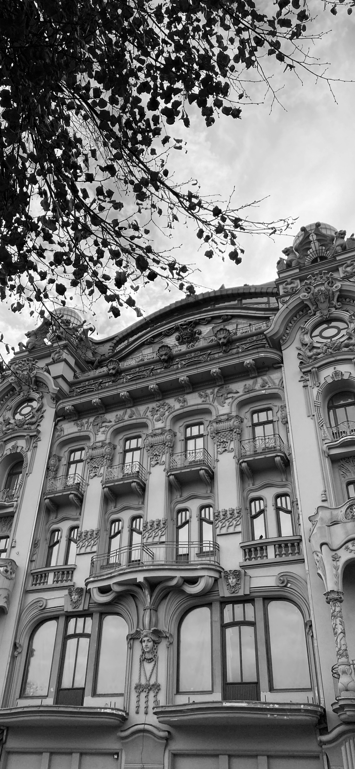 Обои ориентир, классическая архитектура, черный и белый, история, фасад в разрешении 1242x2688