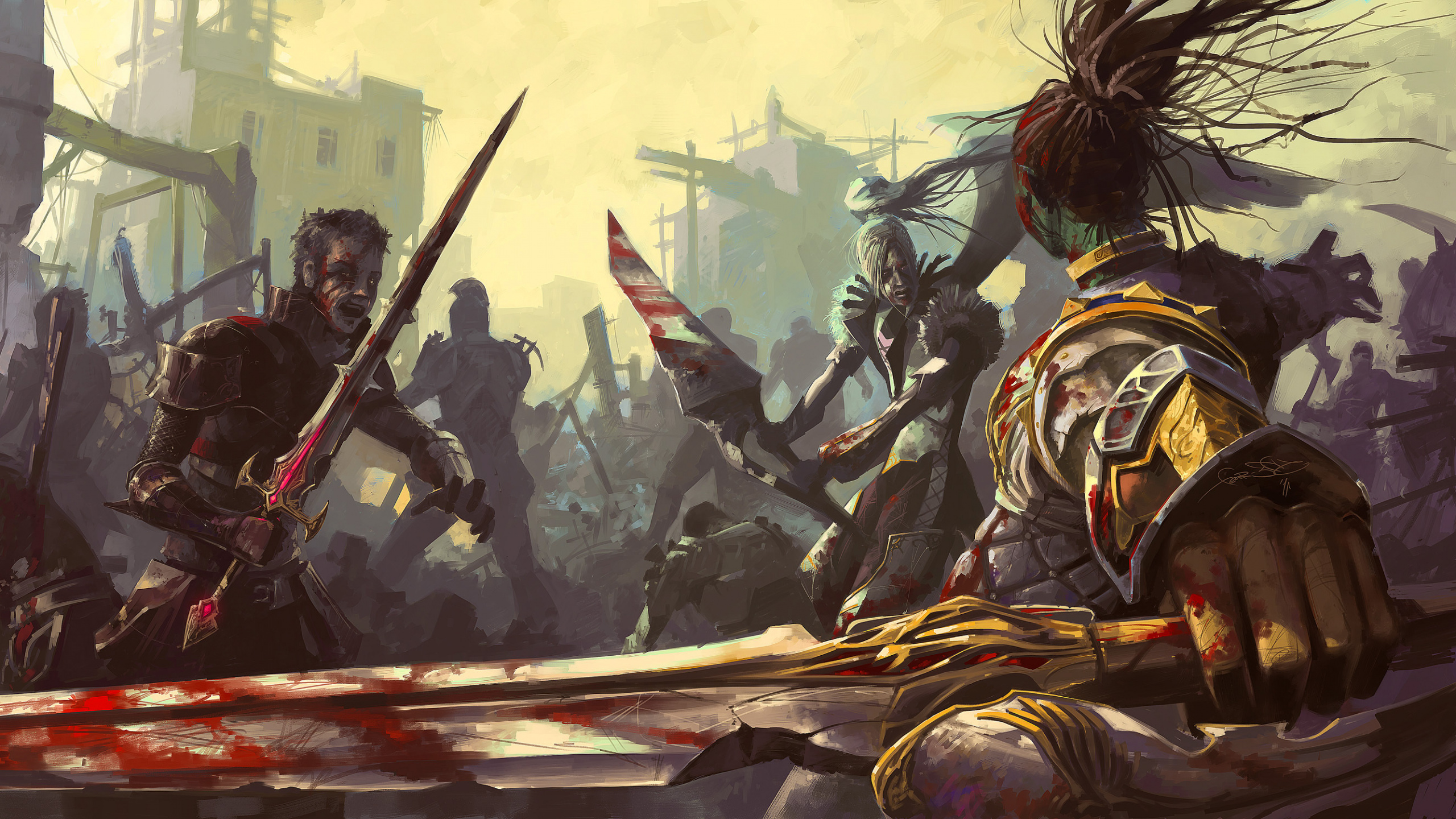 Обои lineage 2, компьютерная игра, стратегии видео игры, битва, военачальник в разрешении 2560x1440