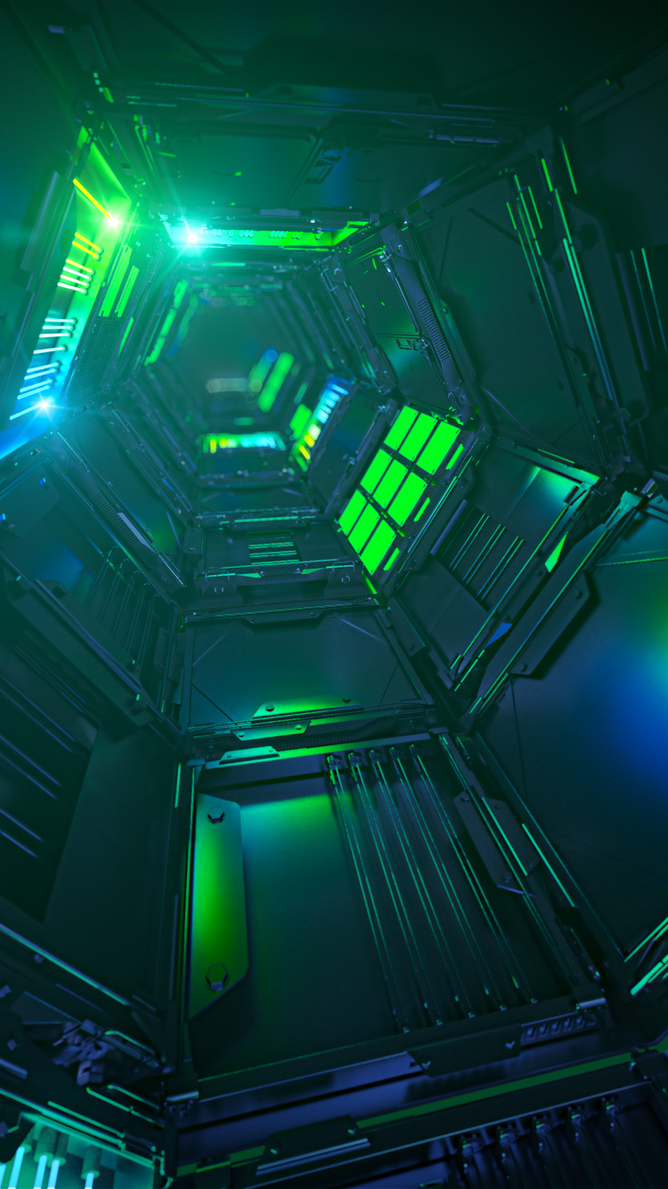 Обои Razer Phone, Razer, андроид, зеленый, свет в разрешении 750x1334