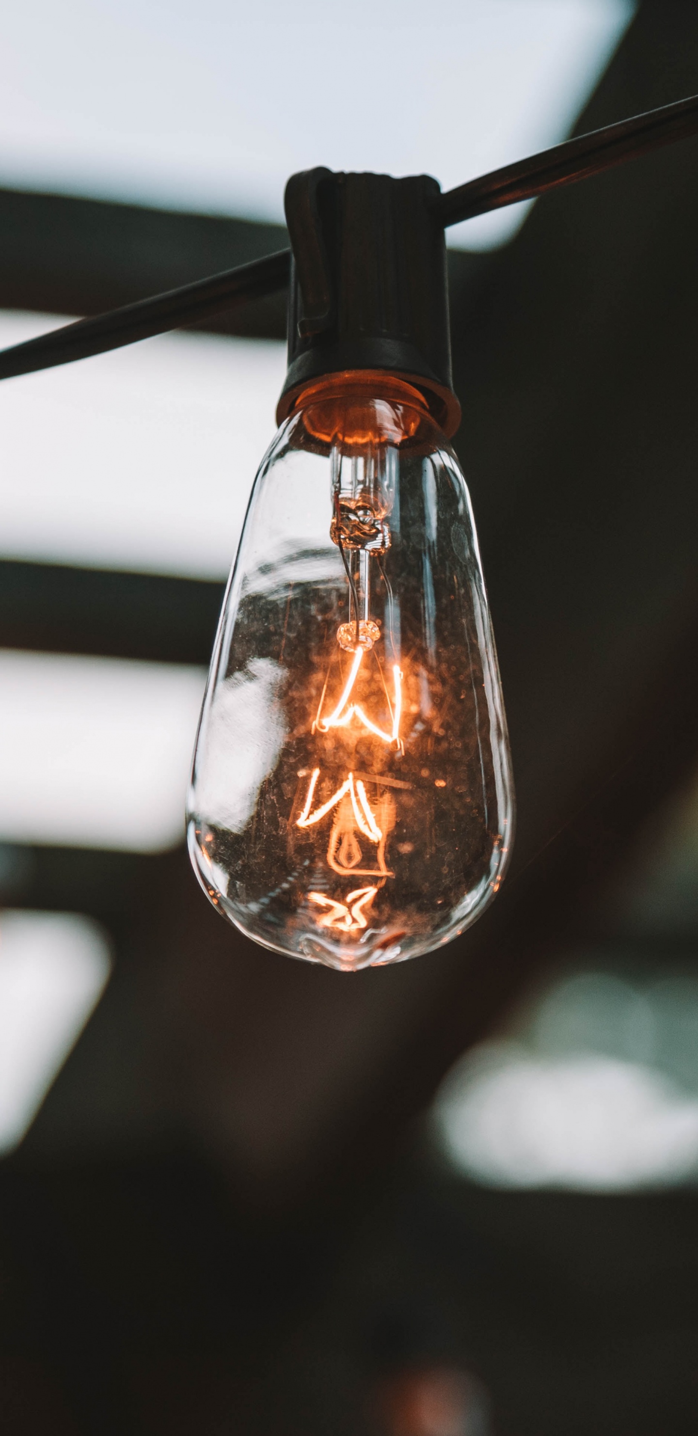 Обои Лампа накаливания, свет, освещение, потолок, стекло в разрешении 1440x2960