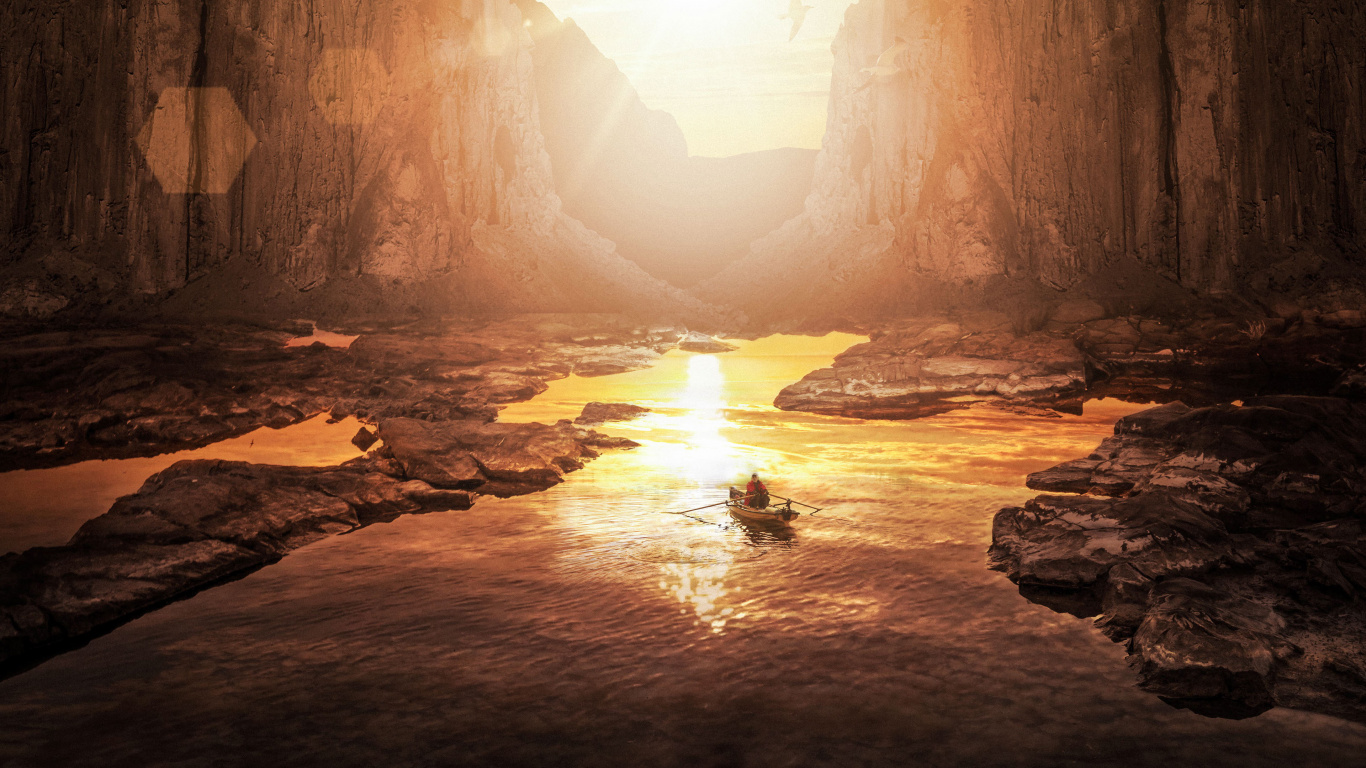 Обои формирование, природа, свет, солнечный свет, вода в разрешении 1366x768