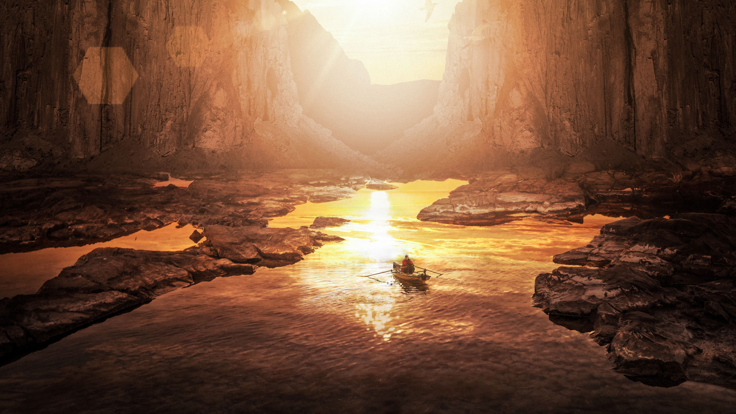 Обои формирование, природа, свет, солнечный свет, вода в разрешении 2560x1440