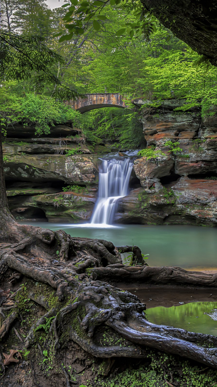 Обои старые пещеры трейлхед парковка-Ман, водопад, природа, водоем, вода в разрешении 750x1334