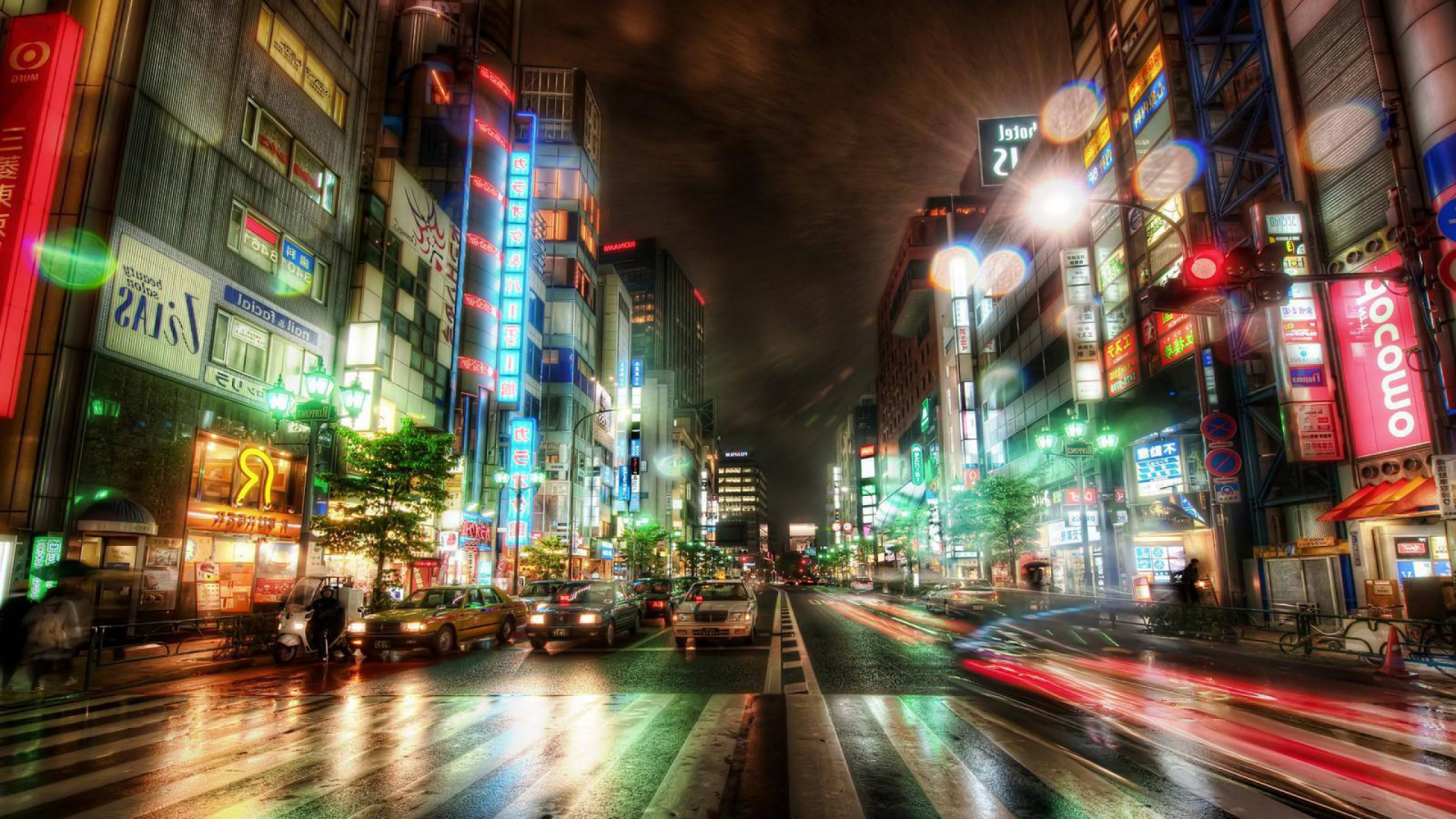 Обои городской пейзаж, городской район, ночь, город, метрополия в разрешении 1920x1080