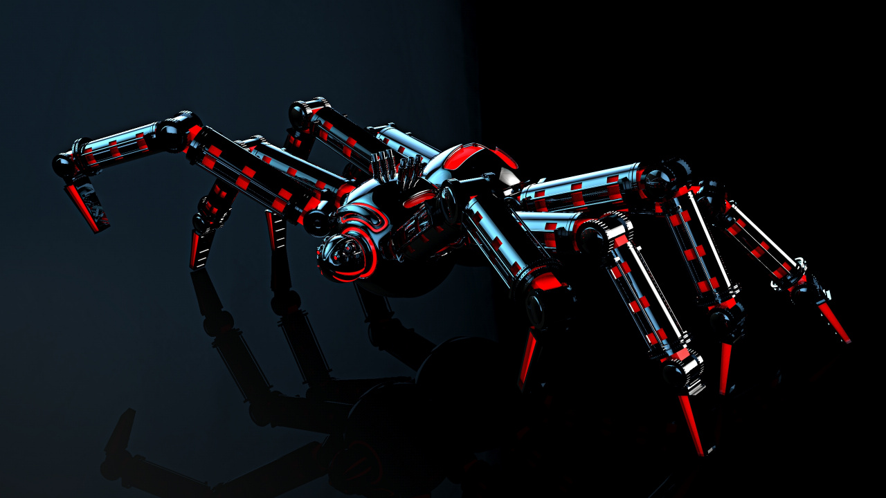 Обои паук, робот, красный цвет, технологии, космос в разрешении 1280x720