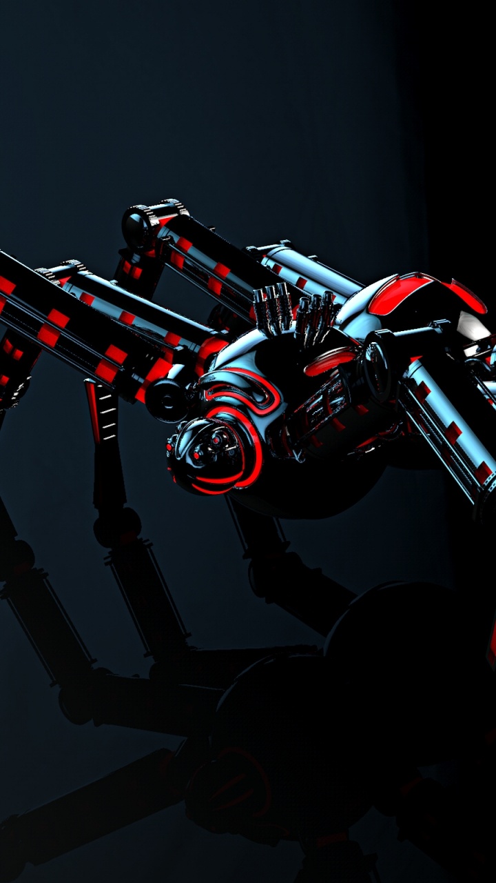 Обои паук, робот, красный цвет, технологии, космос в разрешении 720x1280