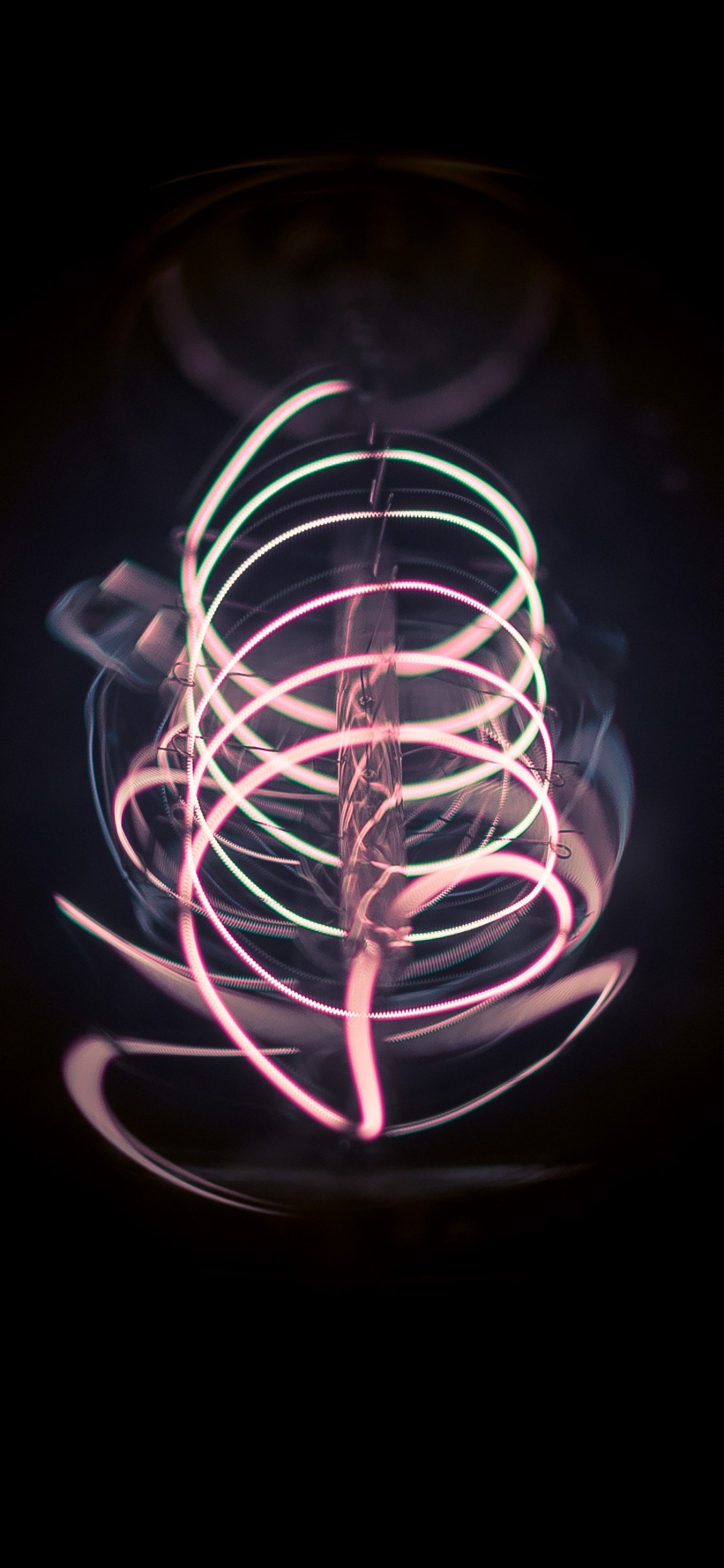 Обои свет, дизайн, неон, графика, темнота в разрешении 1125x2436