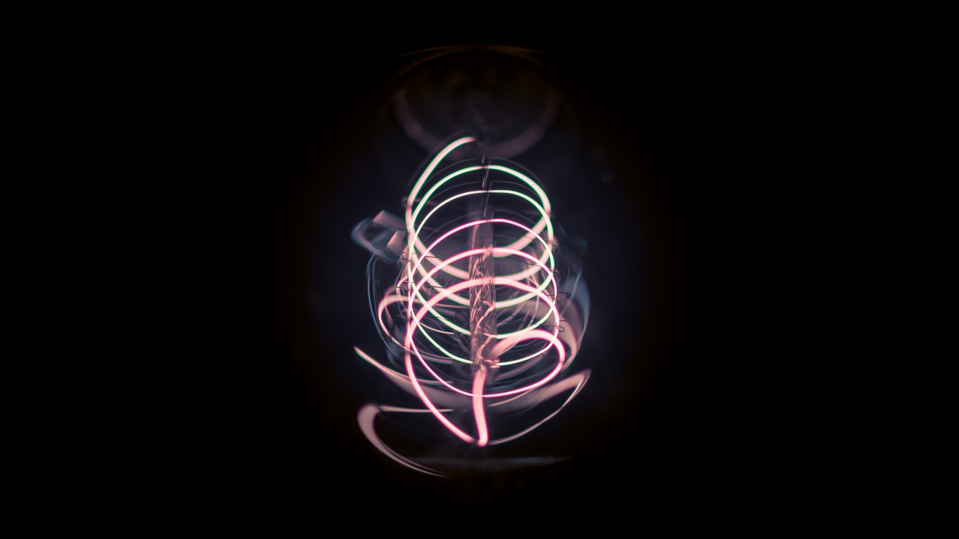 Обои свет, дизайн, неон, графика, темнота в разрешении 1366x768