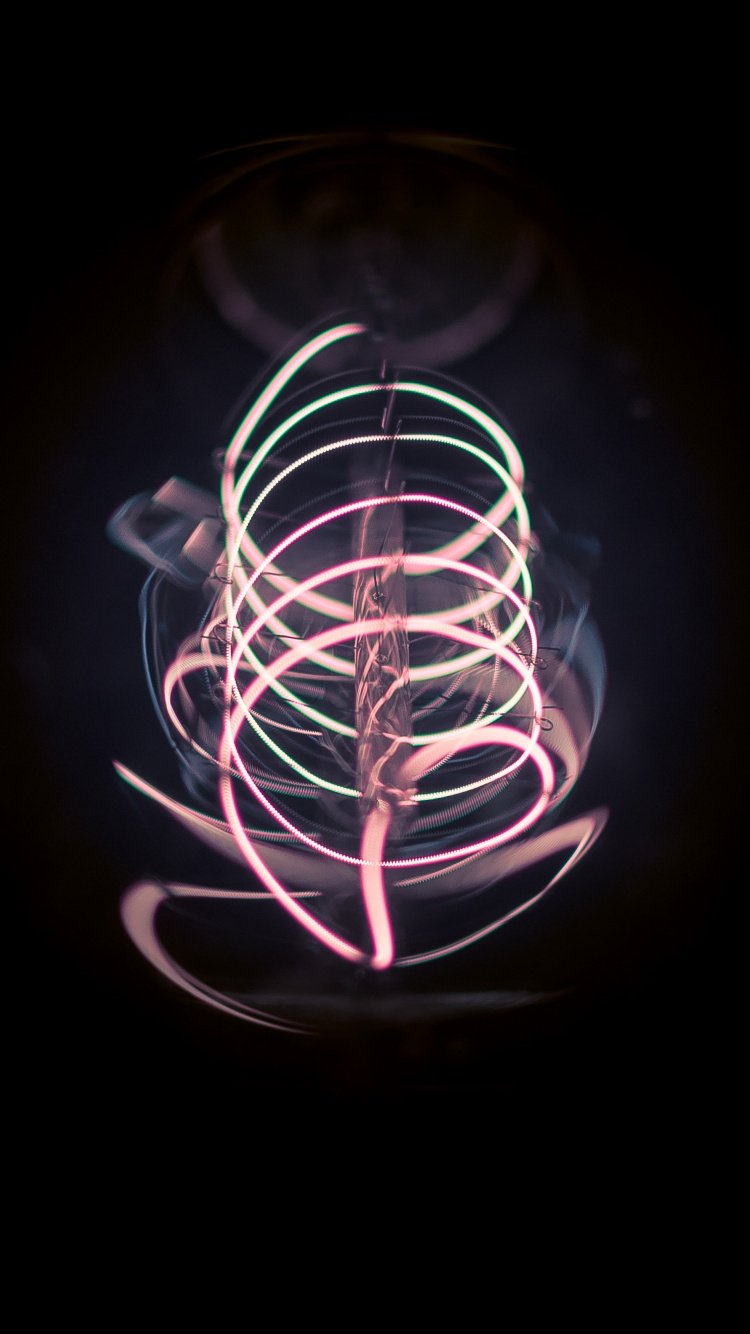 Обои свет, дизайн, неон, графика, темнота в разрешении 750x1334