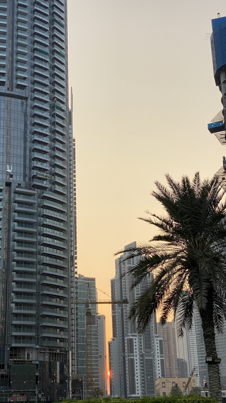 Обои небоскреб, башня, дневное время, городской район, город в разрешении 750x1334