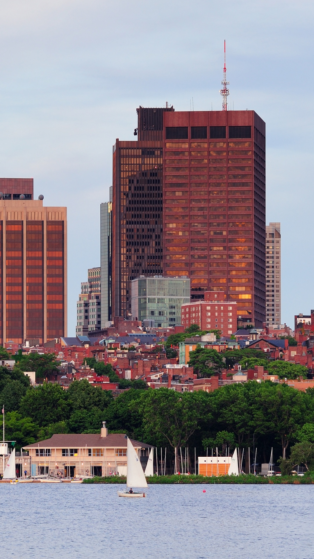 Обои линия горизонта, Бостон, небоскреб, город, городской район в разрешении 1080x1920