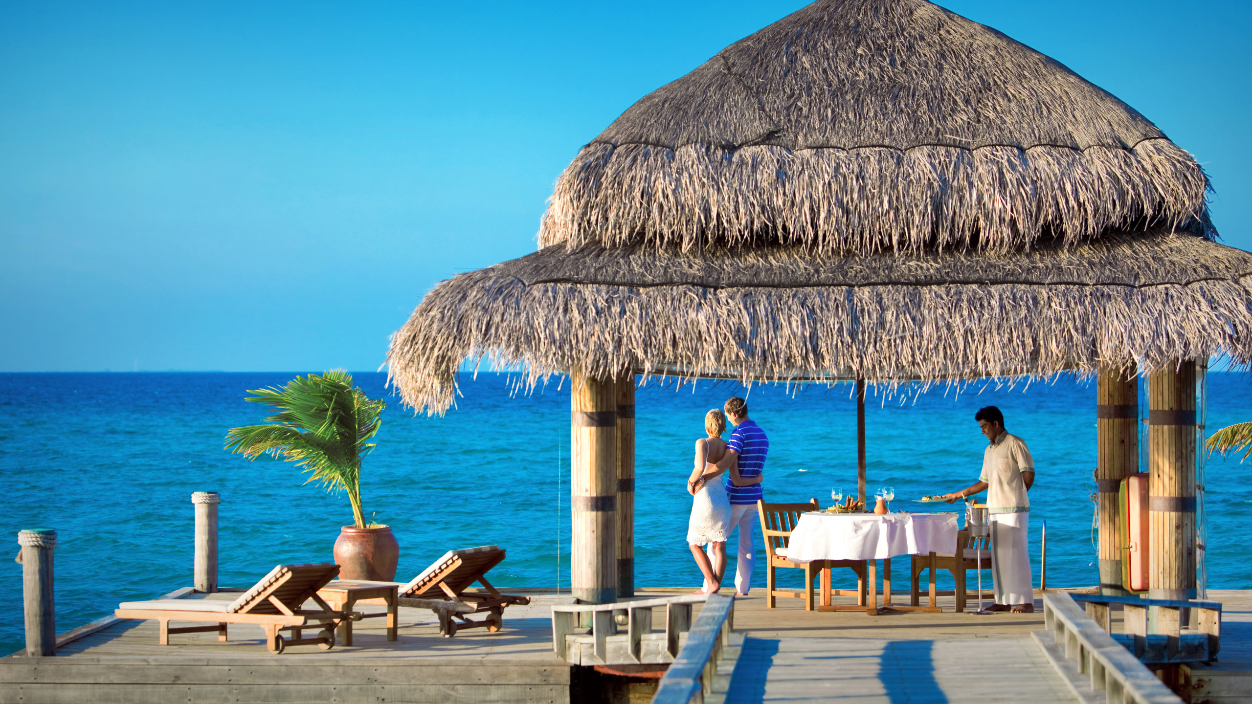 Обои Расду, Ари Атолл, прибежище, Остров, пляж в разрешении 2560x1440