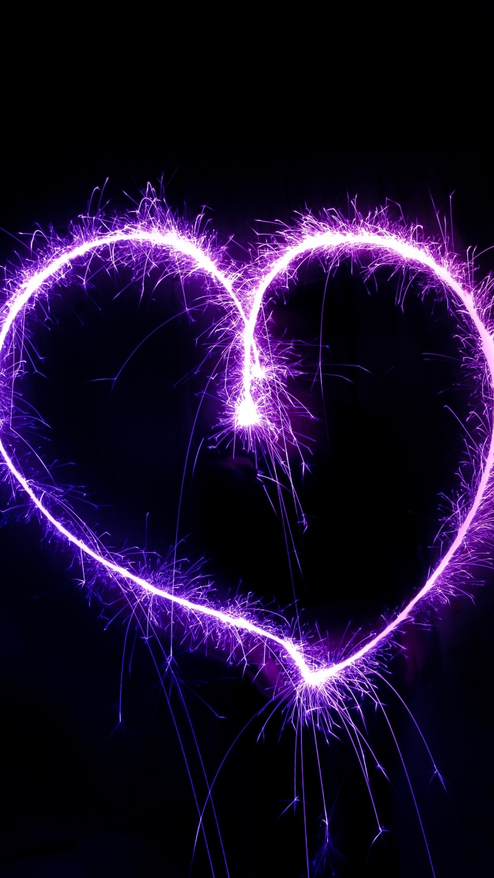 Обои сердце, пурпур, свет, Фиолетовый, неон в разрешении 720x1280