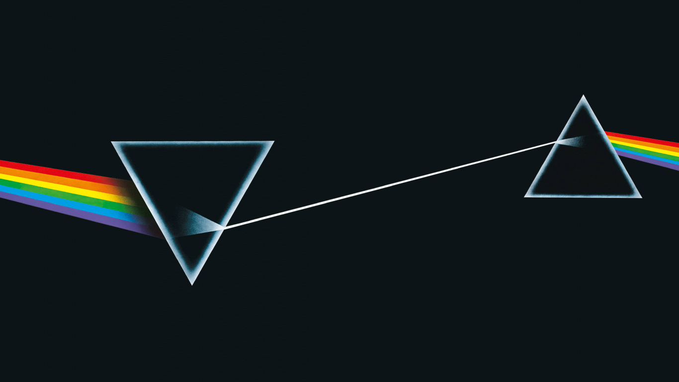 Обои Темная сторона Луны, Pink Floyd, Разворотном, грампластинки, Альбом в разрешении 1366x768