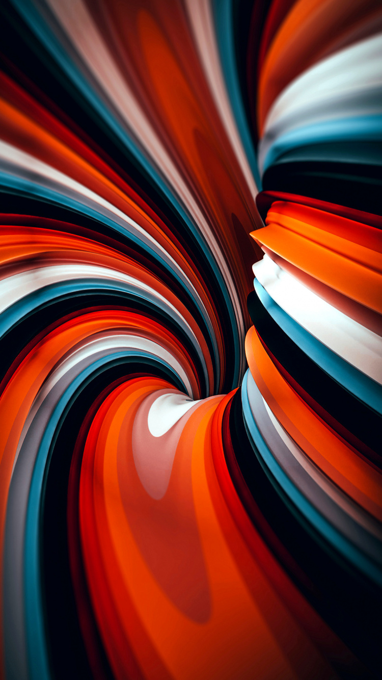 Обои Оранжевый цвет, фрактальное искусство, красочность, освещение, арт в разрешении 750x1334