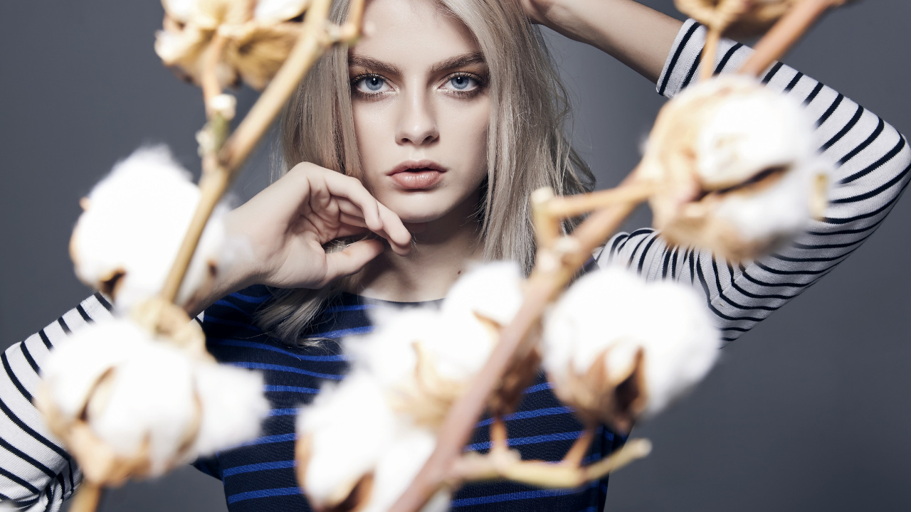 Обои красота, модель, лицо, губа, глаз в разрешении 1280x720