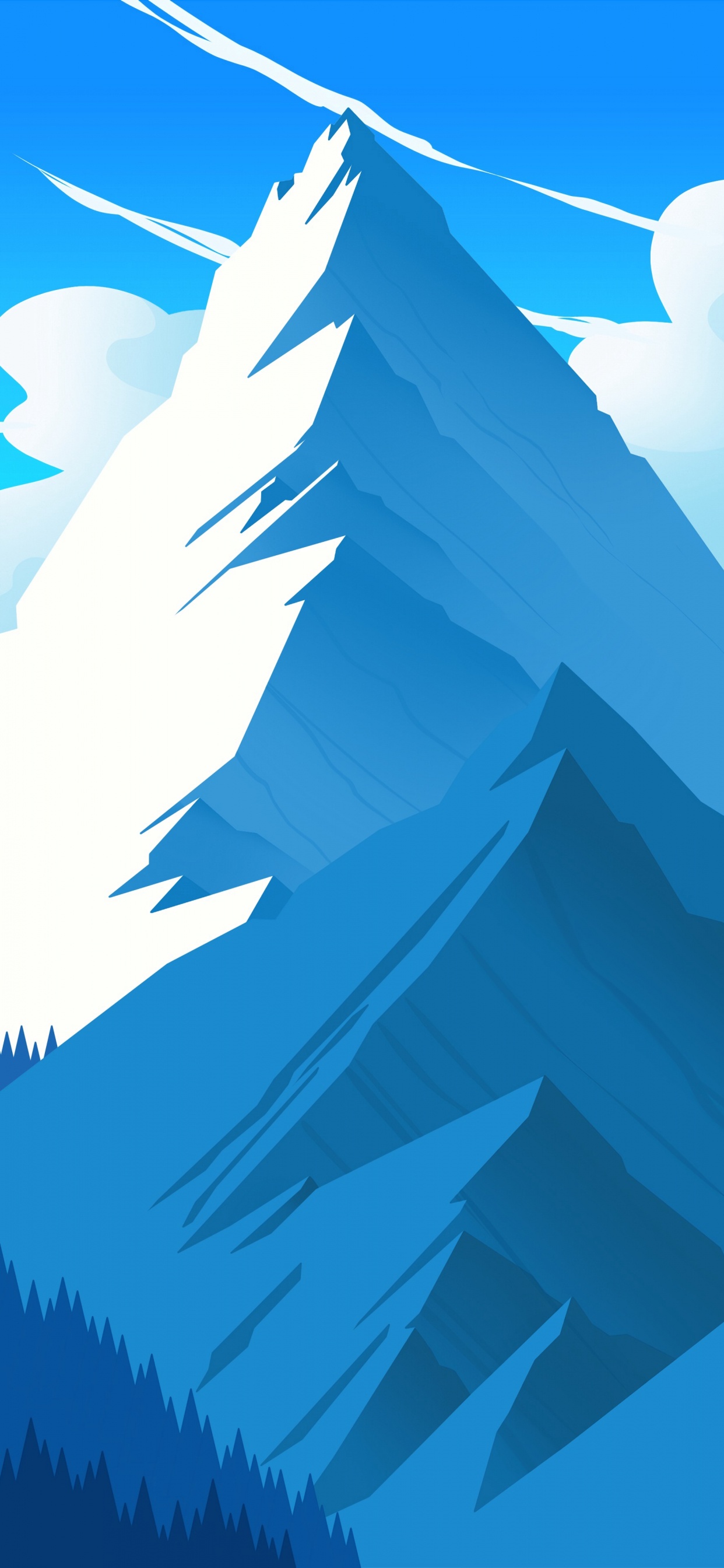 Обои цифровое искусство, арт, рисование, иллюстрация, синий в разрешении 1242x2688