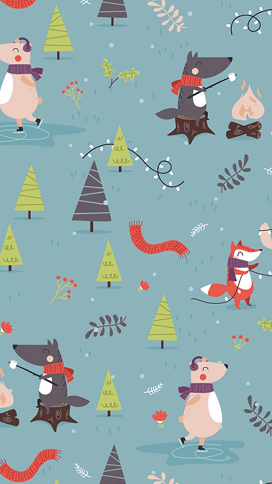 Обои узор, дизайн, иллюстрация, оберточная бумага, елка в разрешении 1080x1920