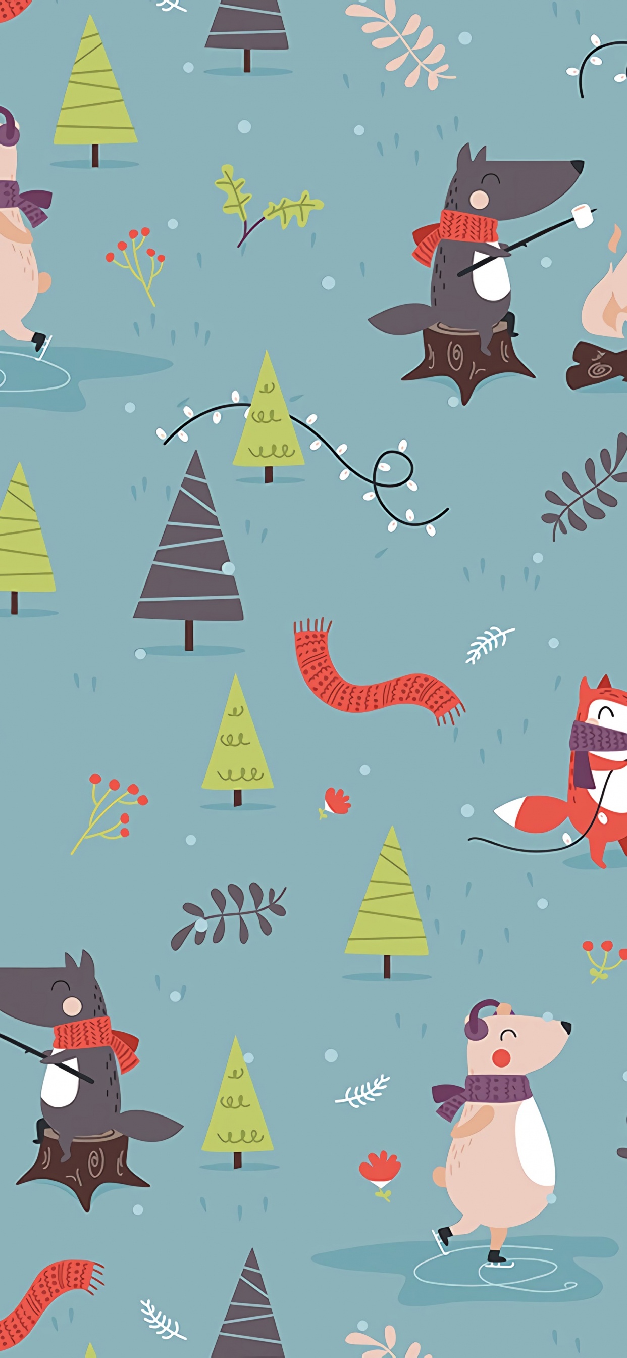 Обои узор, дизайн, иллюстрация, оберточная бумага, елка в разрешении 1242x2688