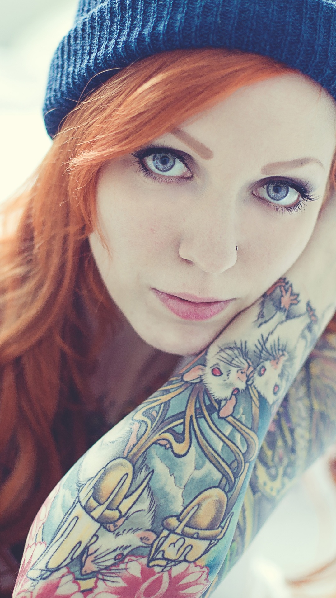 Обои тату, волосы, губа, кожа, бровь в разрешении 1080x1920