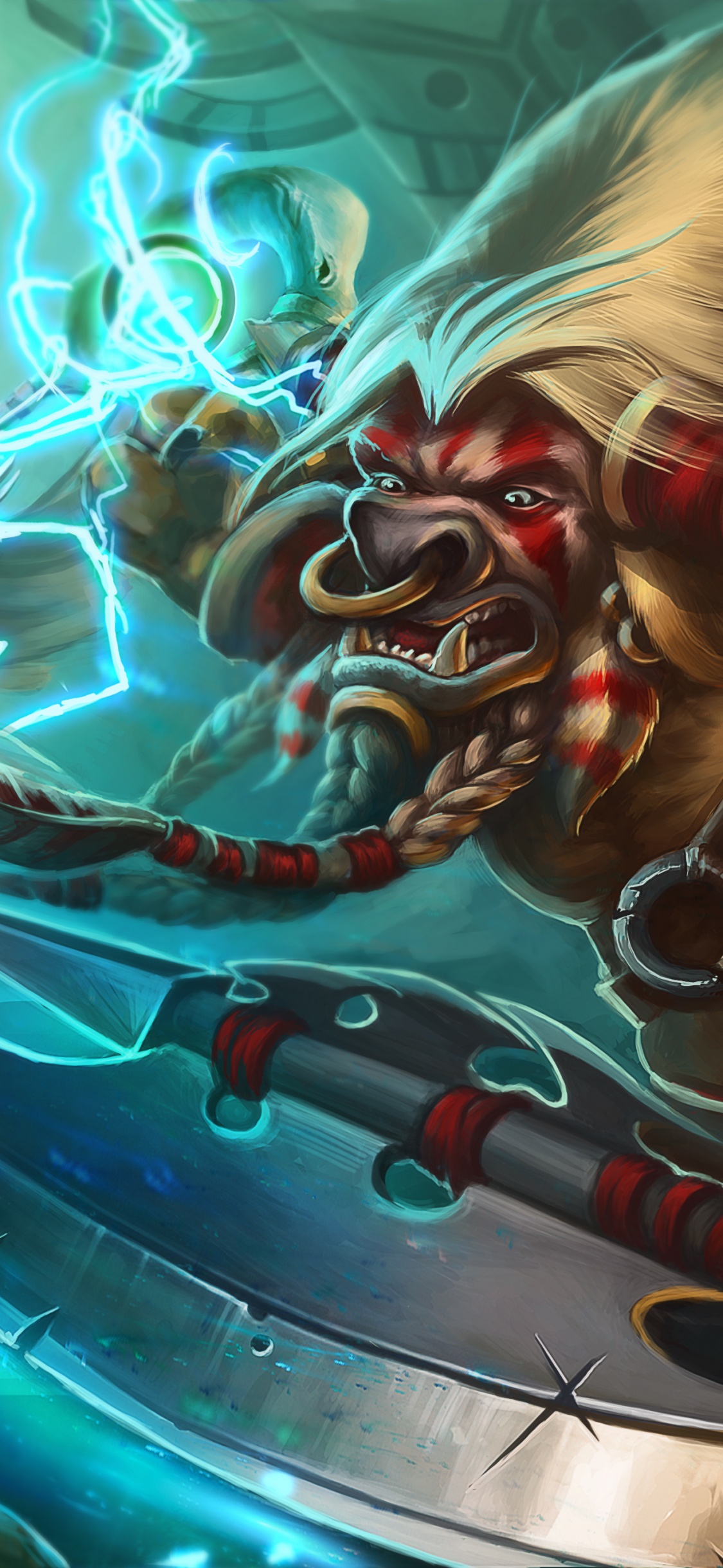 Обои графический дизайн, игра-боевик, Малфурион ярость бури, мифология, вымышленный персонаж в разрешении 1125x2436