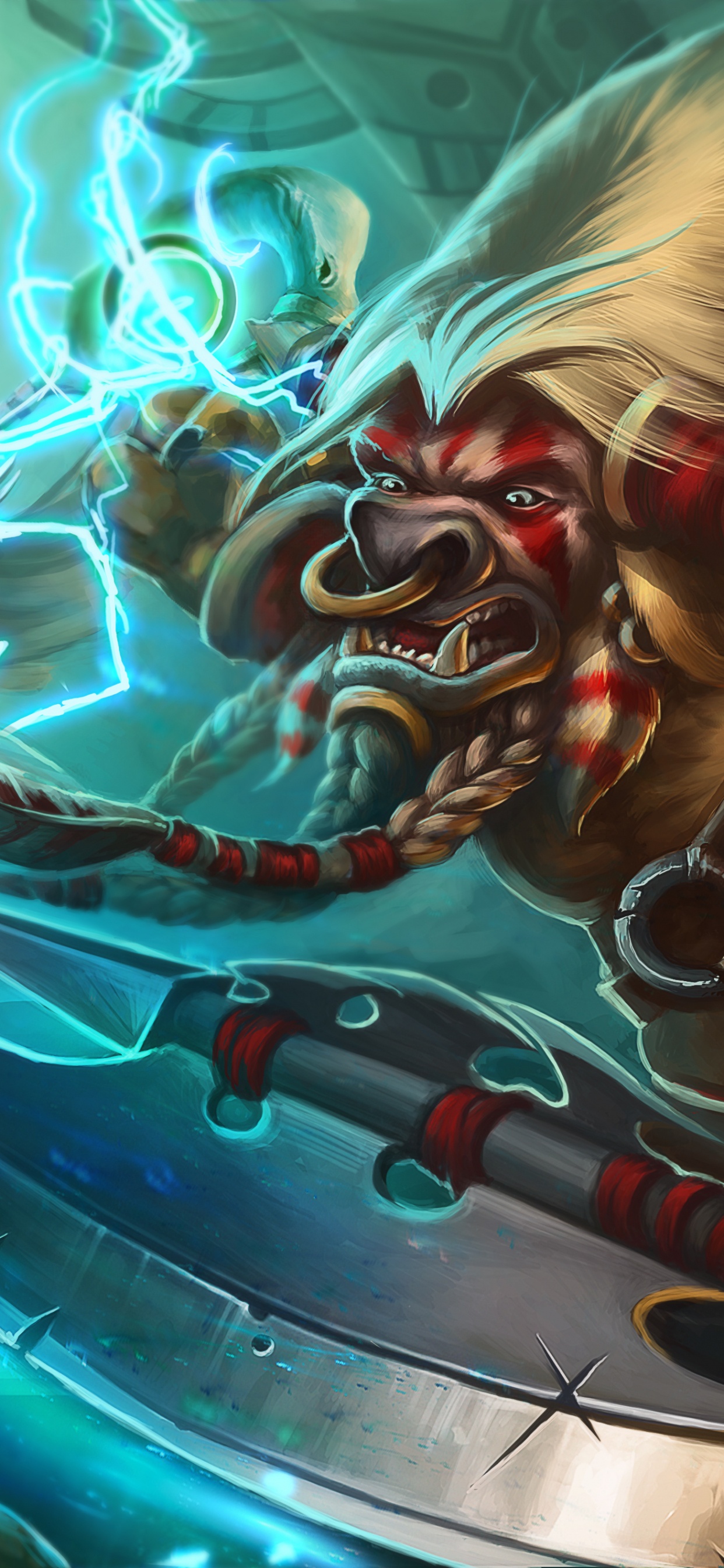 Обои графический дизайн, игра-боевик, Малфурион ярость бури, мифология, вымышленный персонаж в разрешении 1242x2688