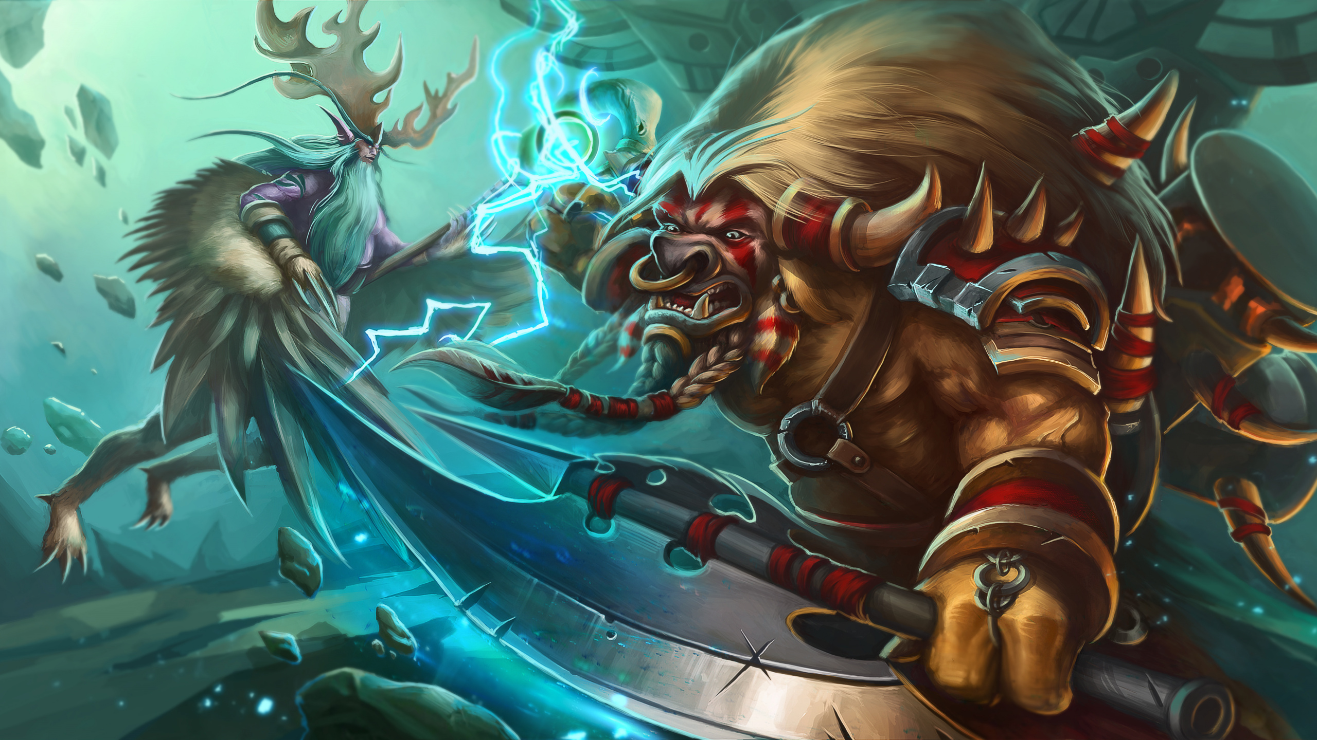 Обои графический дизайн, игра-боевик, Малфурион ярость бури, мифология, вымышленный персонаж в разрешении 2560x1440