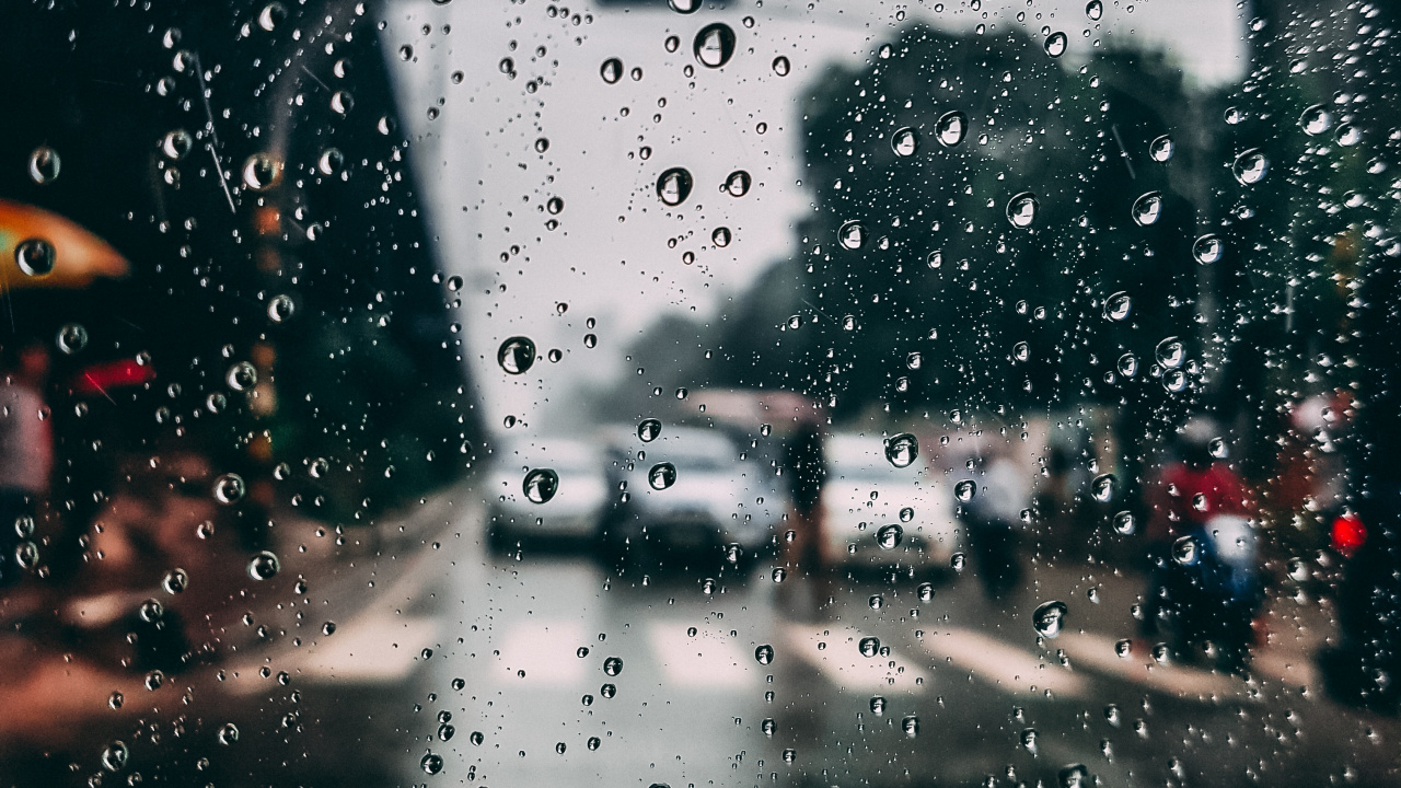 Обои дождь, окно, осаждение, вода, мелкий дождь в разрешении 1280x720