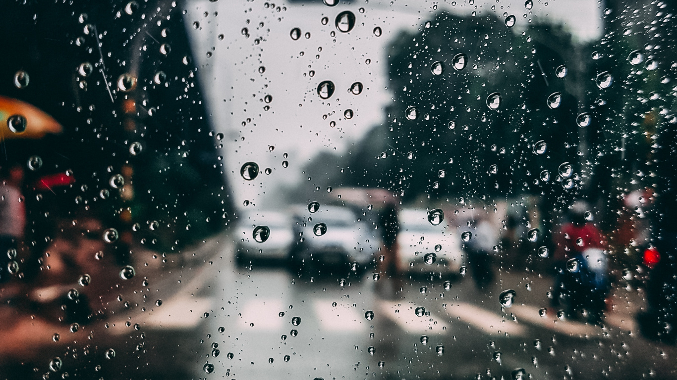 Обои дождь, окно, осаждение, вода, мелкий дождь в разрешении 1366x768