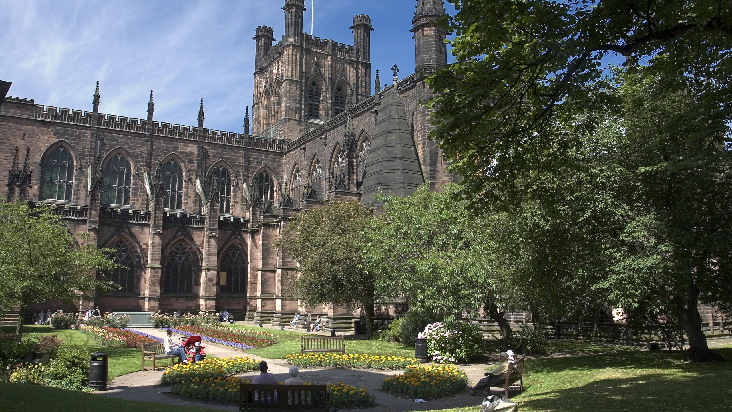 Обои Честерский Кафедральный Собор, Деламер Лес, здание, средневековая архитектура, собор в разрешении 2560x1440