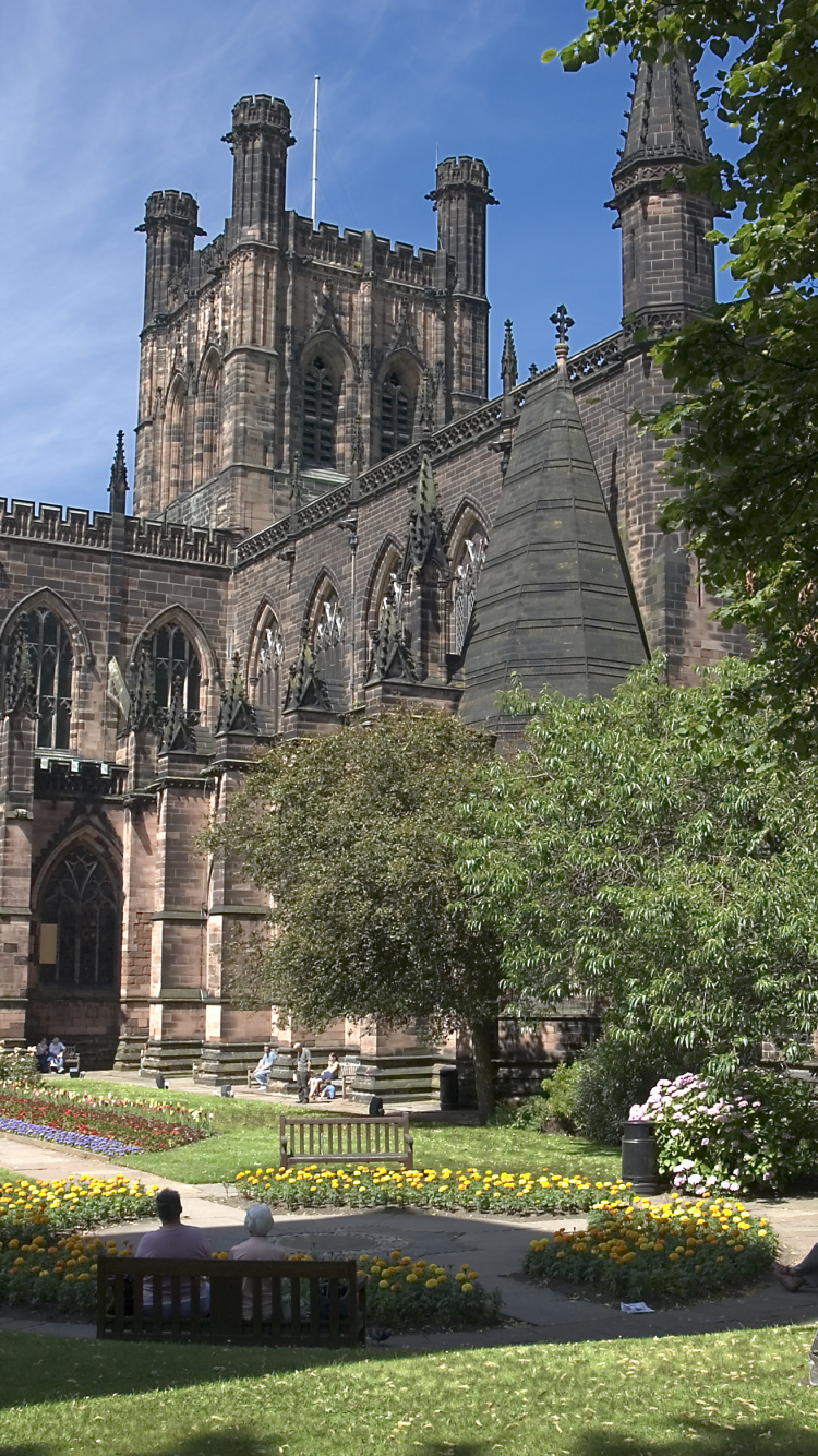 Обои Честерский Кафедральный Собор, Деламер Лес, здание, средневековая архитектура, собор в разрешении 750x1334