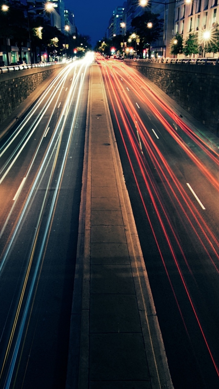 Обои дорога, уличный фонарь, улица, свет, магистраль в разрешении 720x1280