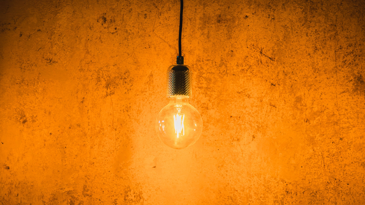 Обои Лампа накаливания, освещение, стена, свет, осветительная арматура в разрешении 1280x720