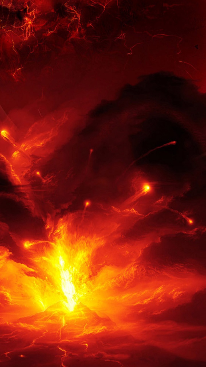 Обои цифровая вселенная, цифровое искусство, тепло, космос, пламя в разрешении 720x1280