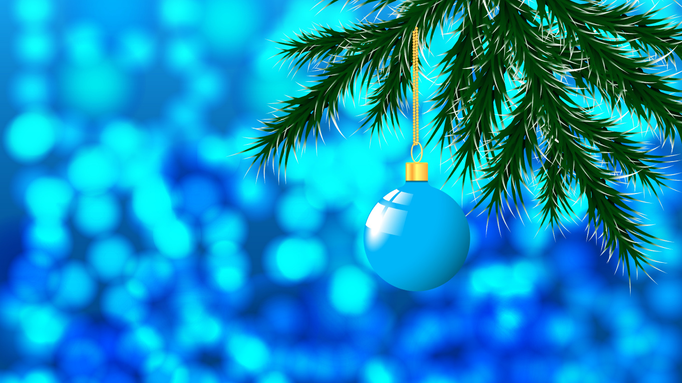 Обои Рождественский день, Новый год, канун Нового года, рождественский орнамент, новогодняя елка в разрешении 1366x768