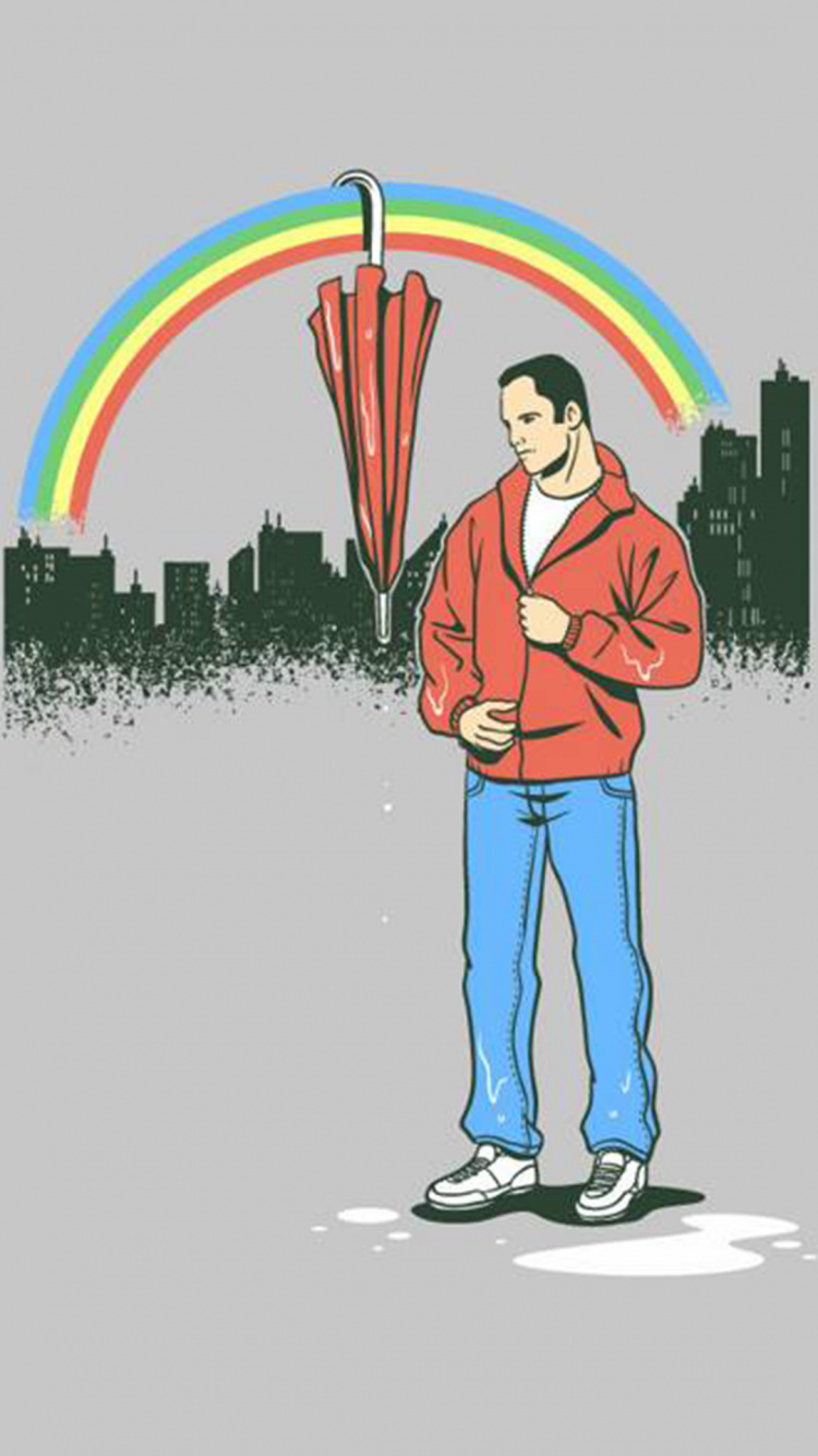 Обои мультфильм, иллюстрация, стояние, красочность, арт в разрешении 750x1334