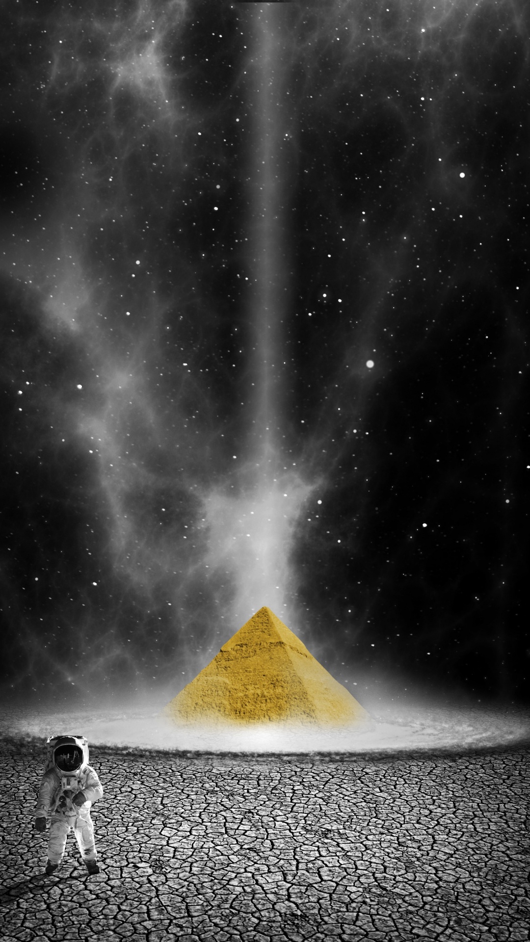 Обои пирамида, атмосфера, космос, ночь, астрономический объект в разрешении 1080x1920