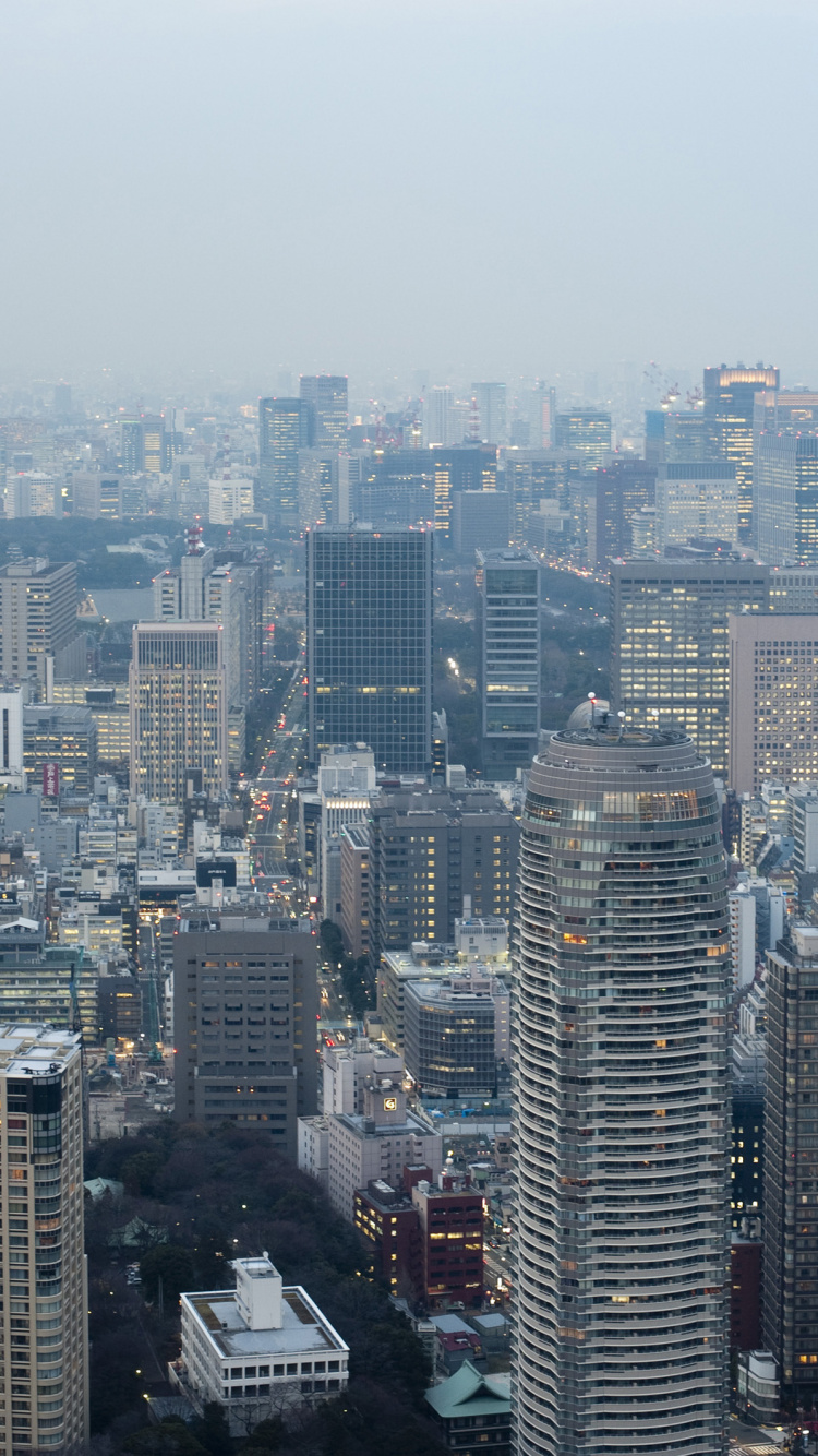 Обои Токио, небоскреб, горизонт, дневное время, город в разрешении 750x1334