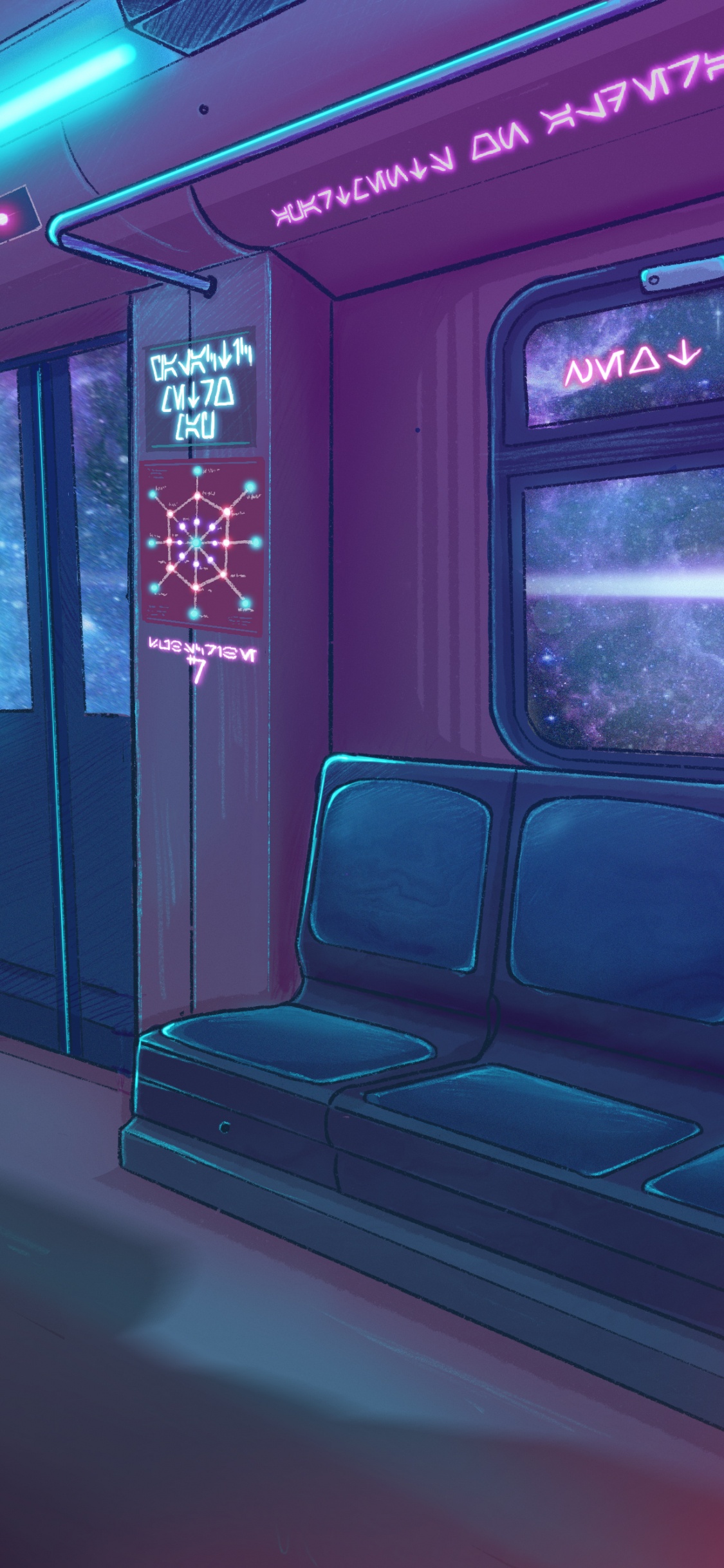 Обои видеоигра, неон, метро, пурпурный цвет, здание в разрешении 1125x2436