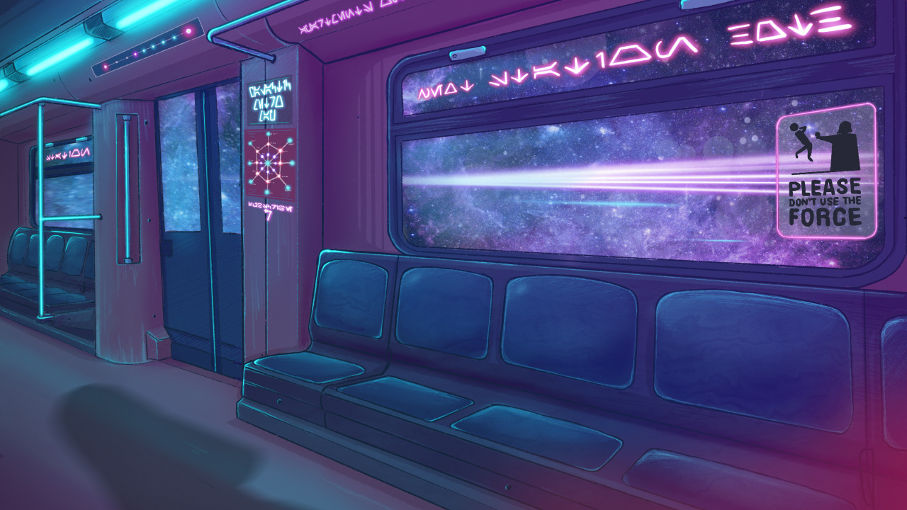 Обои видеоигра, неон, метро, пурпурный цвет, здание в разрешении 1280x720